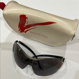 Vintage Valentino Black/ Silver /Red Sunglasses with Swarovski Crystals